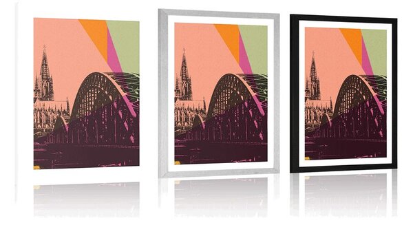 Plakat z passe-partout digitalna ilustracja miasta Kolonii