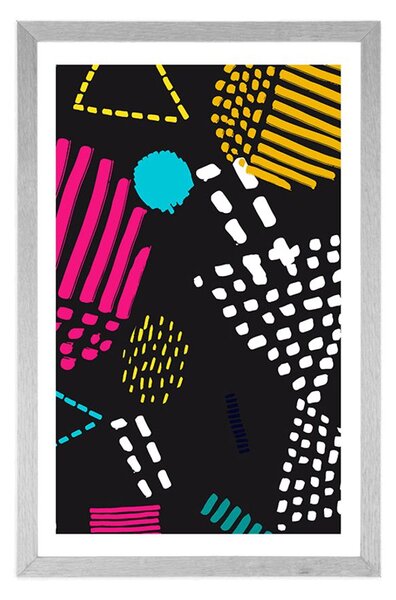 Plakat z passe-partout nowoczesny wzór Memphis