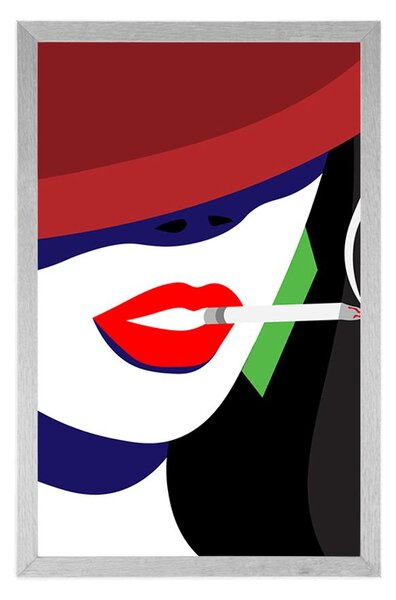 Plakat kobieta w kapeluszu w stylu pop-art