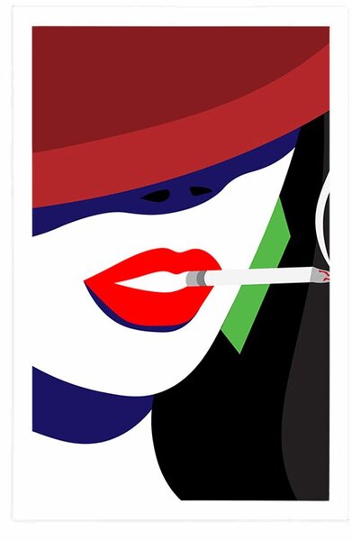 Plakat kobieta w kapeluszu w stylu pop-art