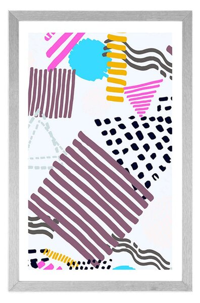 Plakat z passe-partout wzór Memphis w stylu pop art