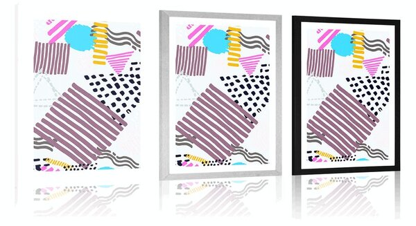 Plakat z passe-partout wzór Memphis w stylu pop art