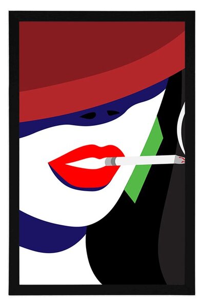 Plakat kobieta w kapeluszu w stylu pop-art