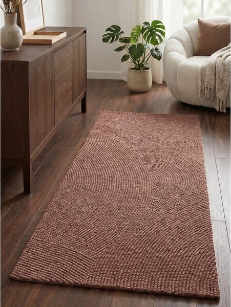 Wełniany chodnik tkany ręcznie w kolorze terakoty 80x200 cm Calmio – Hanse Home