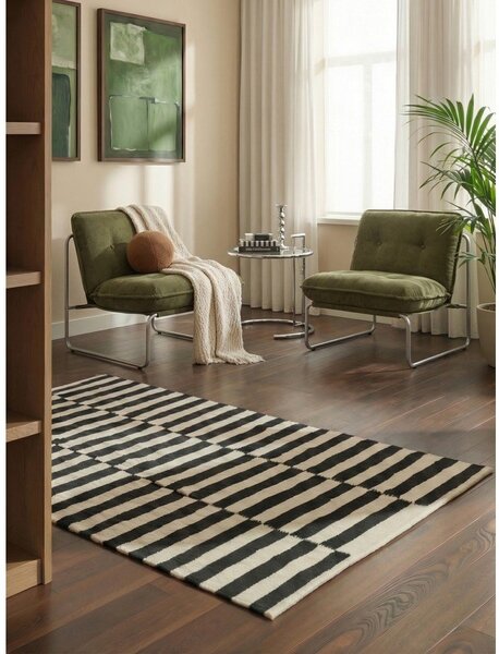 Czarno-biały wełniany dywan dwustronny tkany ręcznie 120x180 cm Donna – Hanse Home
