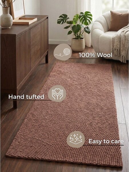 Wełniany chodnik tkany ręcznie w kolorze terakoty 80x200 cm Calmio – Hanse Home