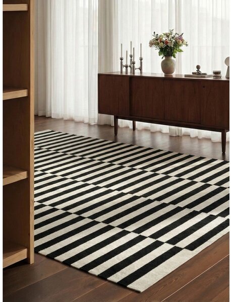 Czarno-biały wełniany dywan dwustronny tkany ręcznie 200x300 cm Donna – Hanse Home