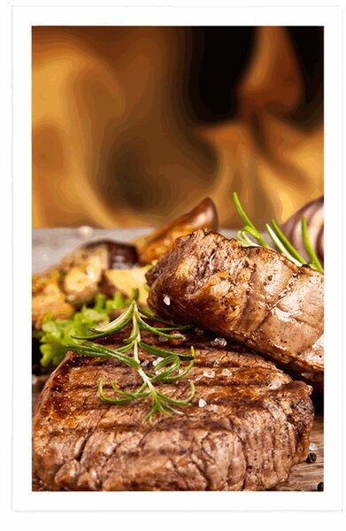 Plakat grillowany stek wołowy