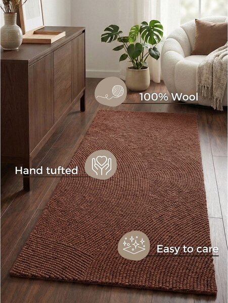 Ceglasty wełniany chodnik tkany ręcznie 80x300 cm Calmio – Hanse Home