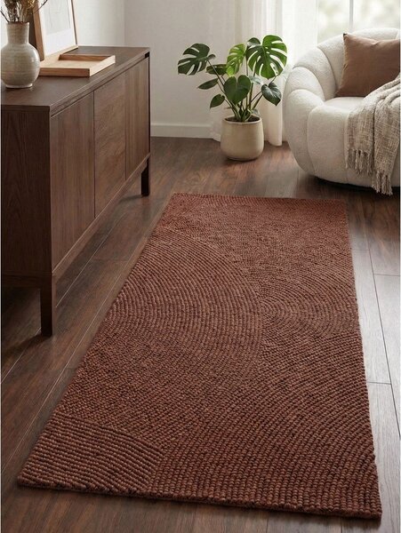 Ceglasty wełniany chodnik tkany ręcznie 80x300 cm Calmio – Hanse Home