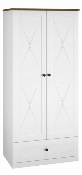Biała szafa 2- drzwiowa z szufladą Lille 01