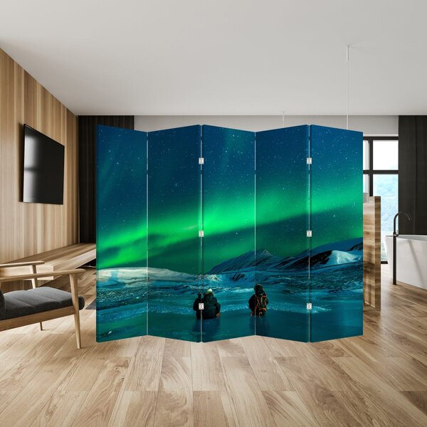 Parawan - Ludzie przy zorzy polarnej (210x170 cm)