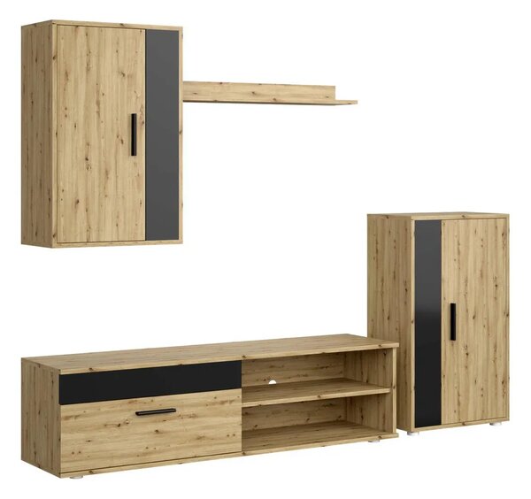 Nowoczesny zestaw mebli dąb artisan+czarny N6-E05