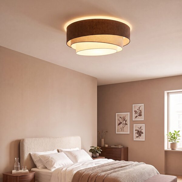 Lampa Sufitowa Duolla, Trio, brąz rdzawy, kuchnia, tkanina | tekstylia, młodzieżowy
