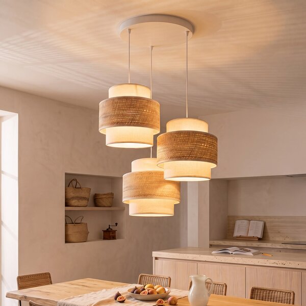 Lampa Wisząca Duolla, Space, beżowy, sypialnia, tkanina | tekstylia, młodzieżowy