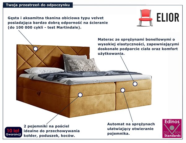 Żółte łóżko pikowane z pojemnikiem 5 rozmiarów G3-D00