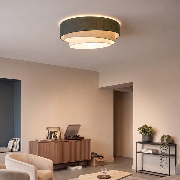 Lampa Sufitowa Duolla, Trio, zielony, kuchnia, tkanina | tekstylia, młodzieżowy