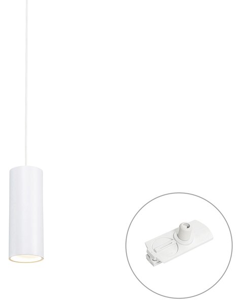 Designerska lampa wisząca biała z adapterem szynowym 1-fazowym - Iconic Tubo