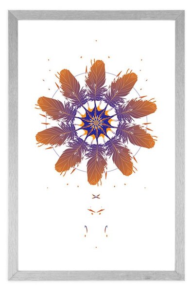 Plakat z passepartout figlarna abstrakcja z piórami