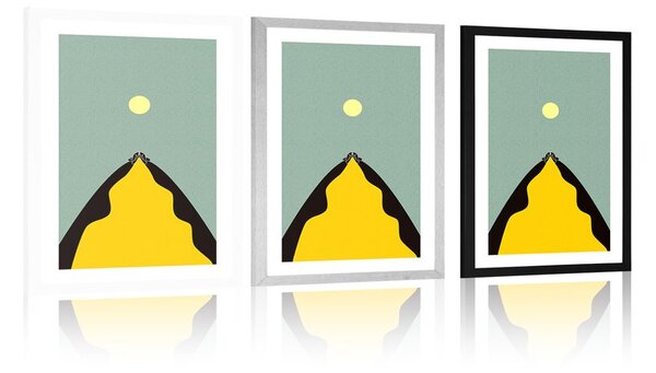 Plakat z passepartout abstrakcyjny szczyt wzgórza
