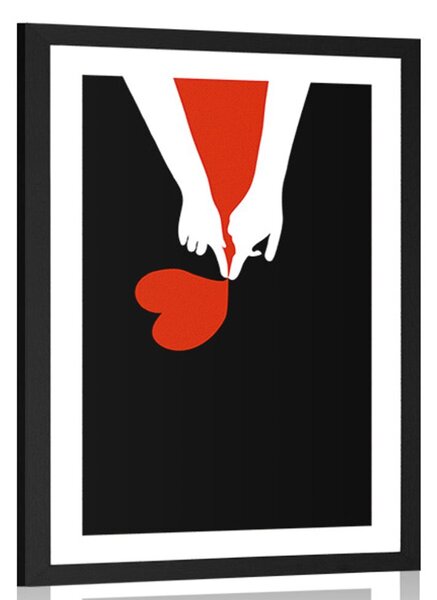 Plakat z passepartout połączenie dwóch serc