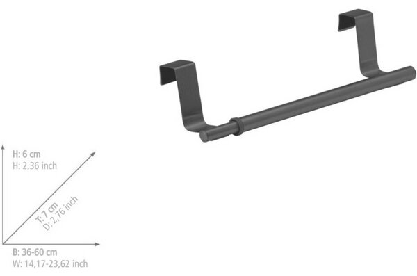 Wenko Regulowany uchwyt na ścierki 36-60 cm, czarny, M