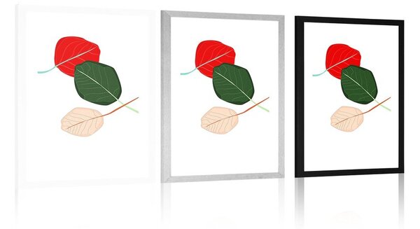 Plakat z passepartout liście pełne kolorów