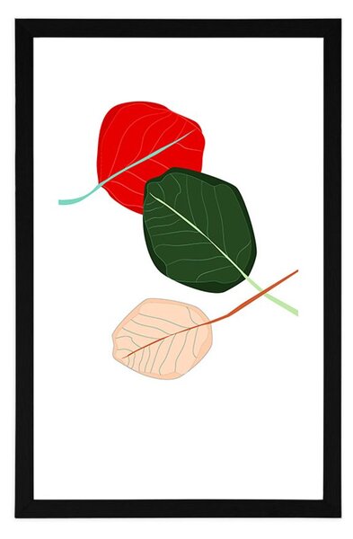 Plakat z passepartout liście pełne kolorów