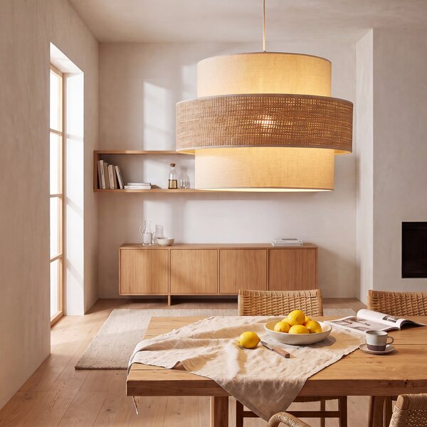 Lampa Wisząca Duolla, Space, beżowy, sypialnia, tkanina | tekstylia, młodzieżowy
