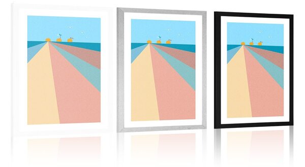 Plakat z passepartout wesoła kolorowa plaża