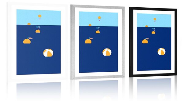 Plakat z passepartout letnie wakacje na wietrze