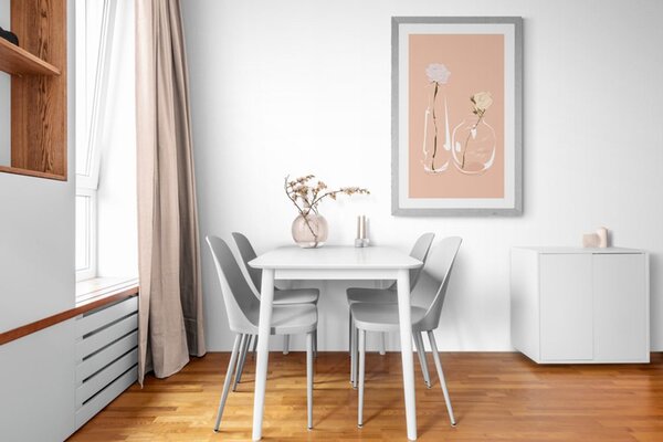 Plakat z passepartout minimalistyczne kwiaty w wazonie