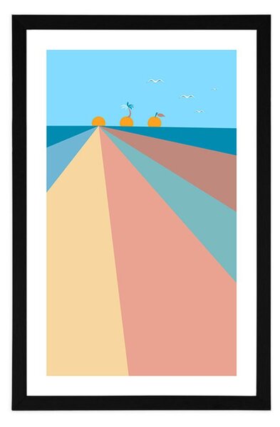 Plakat z passepartout wesoła kolorowa plaża