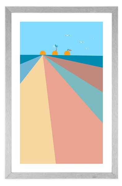 Plakat z passepartout wesoła kolorowa plaża