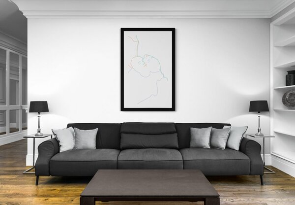 Plakat z passepartout kolorowe linie ludzi