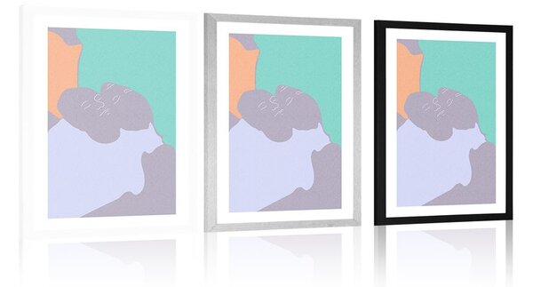 Plakat z passepartout bliskość dwóch osób