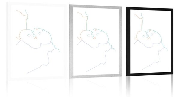 Plakat z passepartout kolorowe linie ludzi