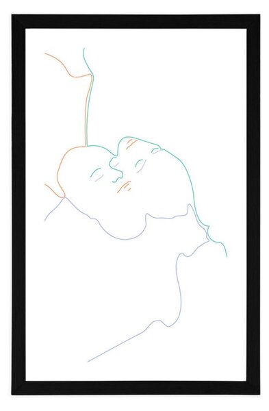 Plakat z passepartout kolorowe linie ludzi
