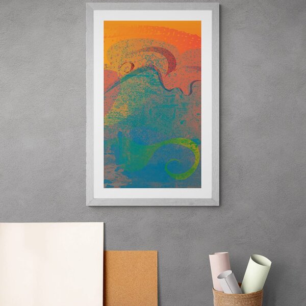 Plakat z passepartout abstrakcja morza