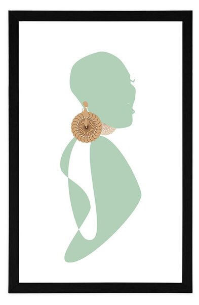 Plakat z passepartout sylwetka kobiety na białym tle