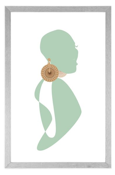 Plakat z passepartout sylwetka kobiety na białym tle