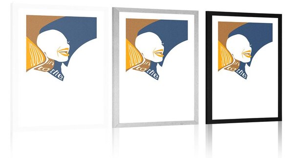Plakat z passepartout sylwetka kobiety z napisem