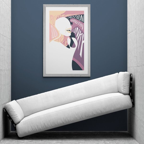 Plakat z passepartout kobieta z napisem w delikatnych kolorach
