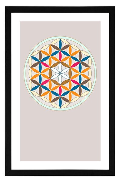 Plakat z passepartout kolorowa Mandala