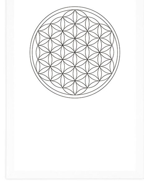 Plakat z passepartout czarnobiała Mandala