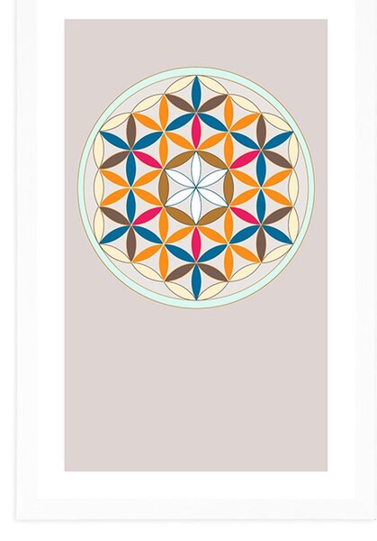 Plakat z passepartout kolorowa Mandala