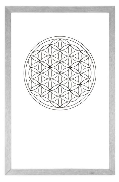 Plakat z passepartout czarnobiała Mandala