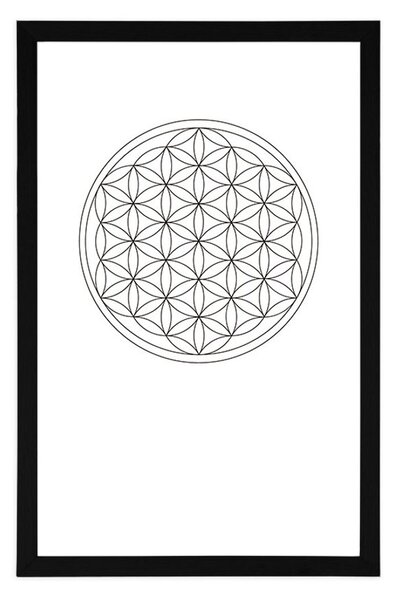Plakat z passepartout czarnobiała Mandala