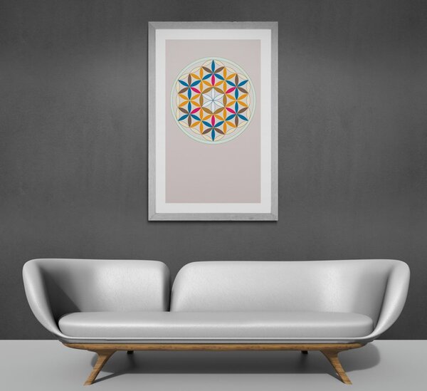 Plakat z passepartout kolorowa Mandala