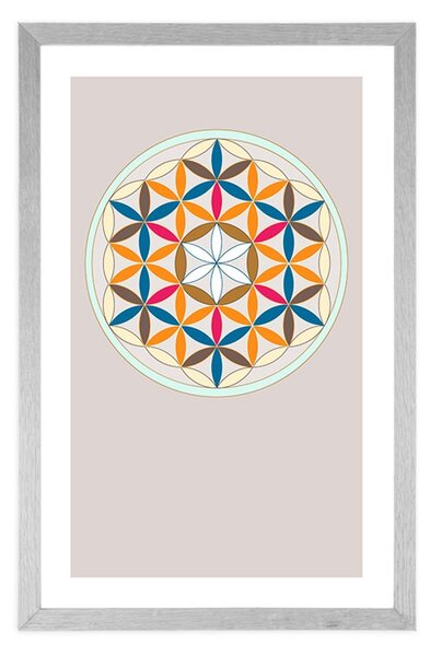 Plakat z passepartout kolorowa Mandala